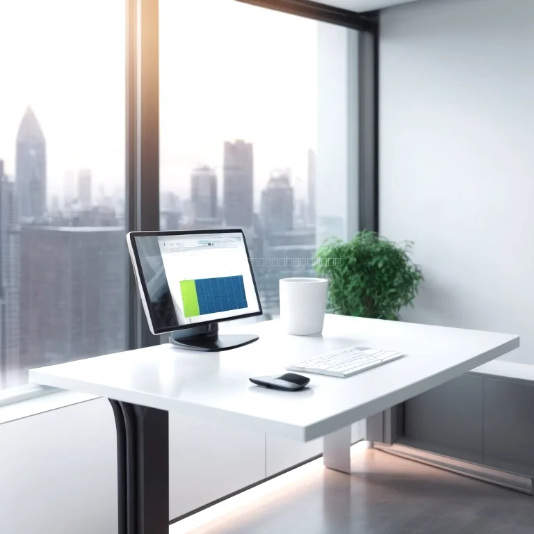 Verschiedene Ansichten des intelligenten Schreibtisches mit Touch-Bedienung