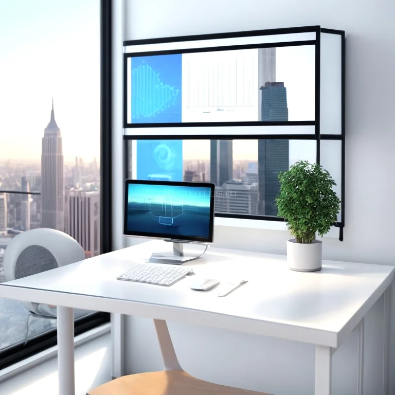 Verschiedene Ansichten des intelligenten Schreibtisches mit Touch-Bedienung