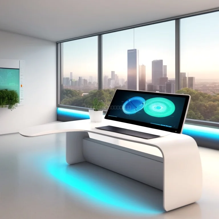 Person arbeitet an Smart Desk mit eingebetteten Sensoren