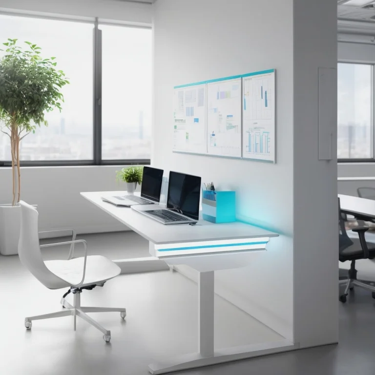 DeskPulseAI Schreibtisch in Höhe angepasst